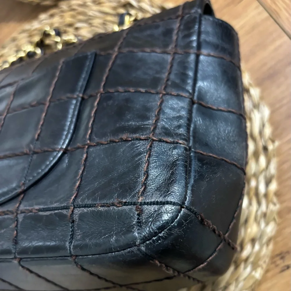 Vintage CHANEL Black Quilted Double Flap Shoulder Bag with Gold Hardware